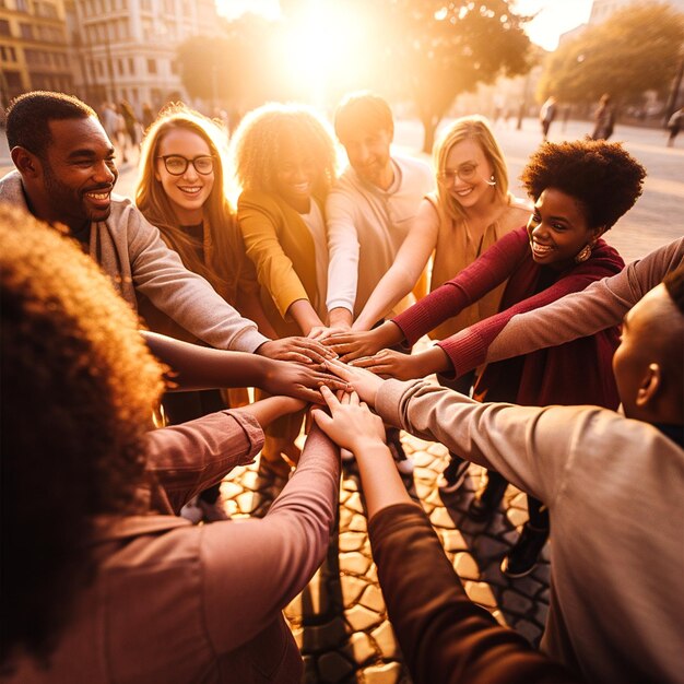 Foto un grupo de fotos de amigos feliz día de la amistad