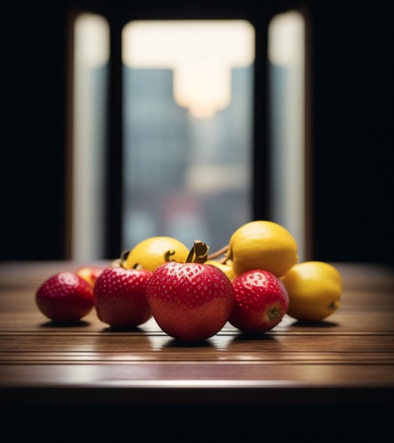 Foto un grupo de frutas que incluye fresas, fresas y limones