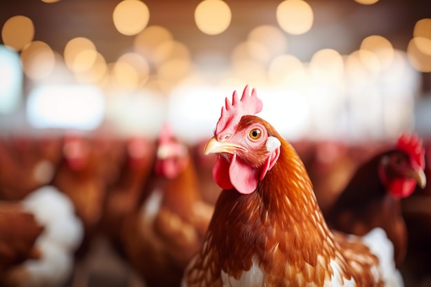 un grupo de gallinas está parado en un grupo de gallinas.