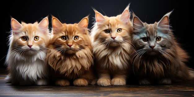 Un grupo de gatos sentados uno al lado del otro imagen generativa de ai