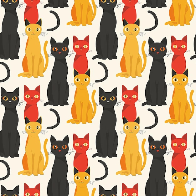 Grupo de gatos sentados juntos