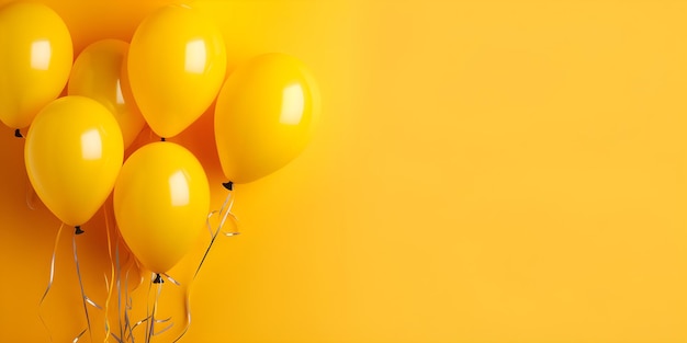 Un grupo de globos amarillos sobre un fondo amarillo