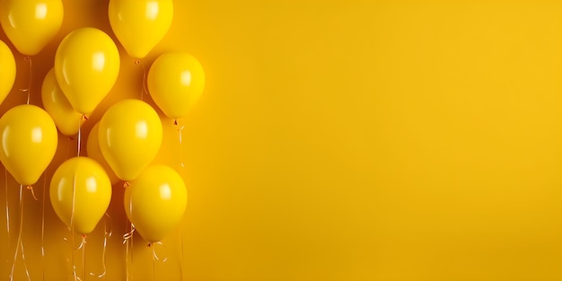 Un grupo de globos amarillos sobre un fondo amarillo