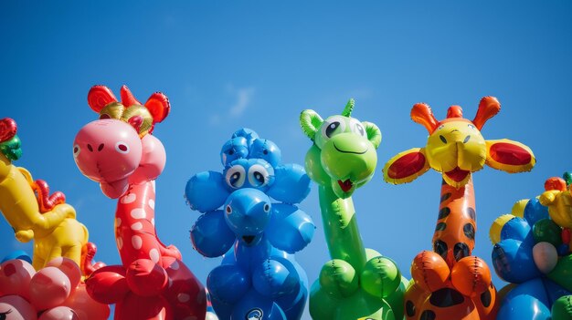 Foto un grupo de globos en forma de animales, ilustración generada por la ia