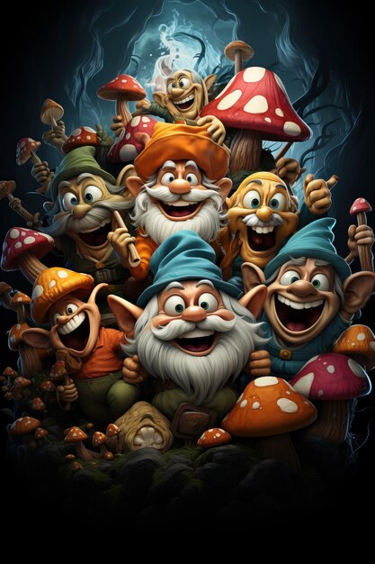 un grupo de gnomos en un bosque