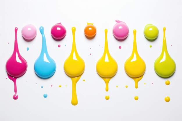 Un grupo de gotas de pintura de colores