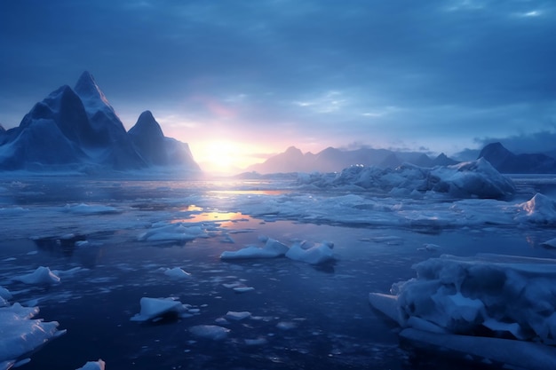 Un grupo de guerreros capturó esta tierra helada y glaciar IA generativa