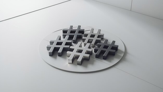 Grupo de hashtags aislados en un fondo blanco Ilustración 3D