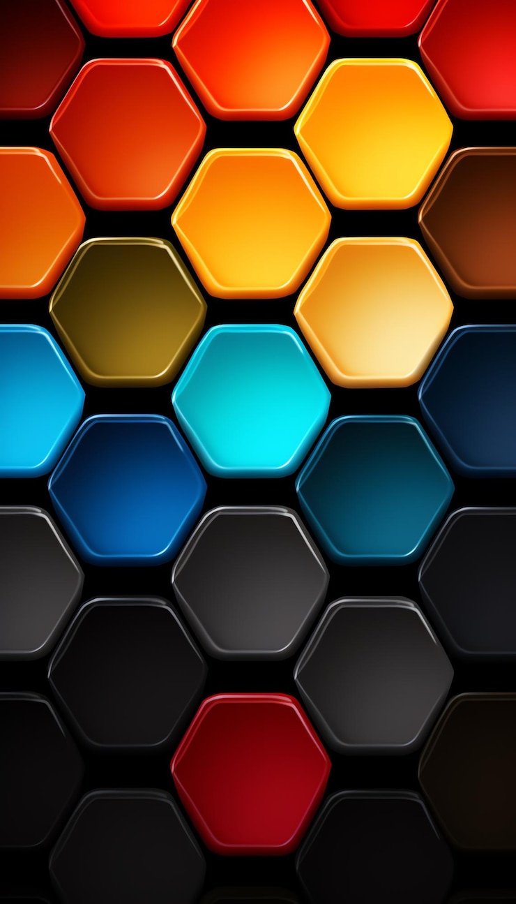 Foto un grupo de hexágonos coloridos.