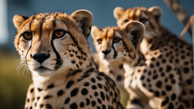 Un grupo hiperrealista de guepardos en la jungla.