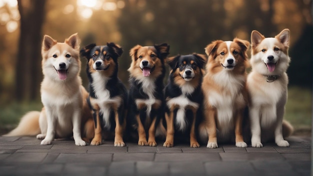 Un grupo hiperrealista de lindos perros.