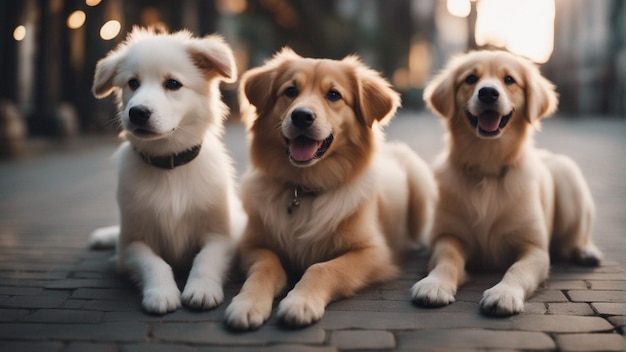 Un grupo hiperrealista de lindos perros.