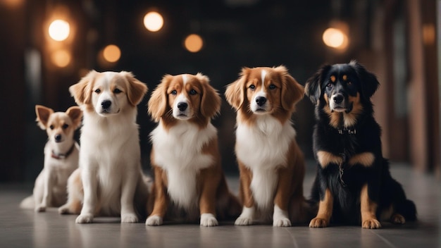 Un grupo hiperrealista de lindos perros.
