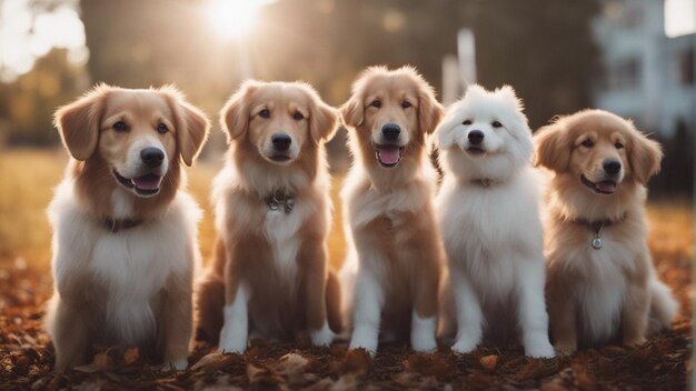 Un grupo hiperrealista de lindos perros.