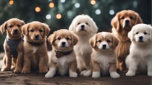 Un grupo hiperrealista de lindos perros.