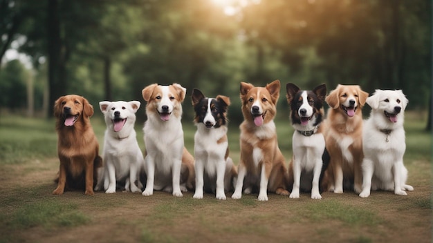 Un grupo hiperrealista de lindos perros.