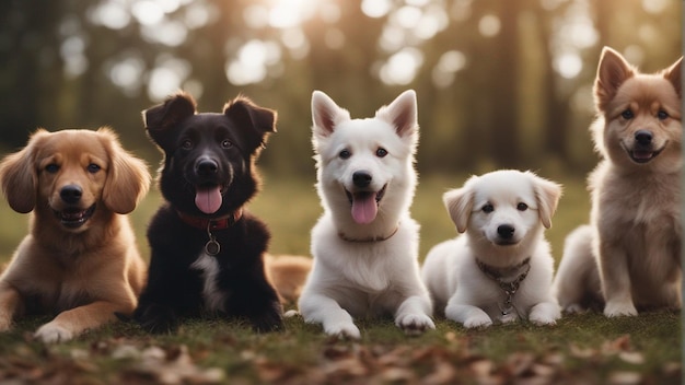 Un grupo hiperrealista de lindos perros.