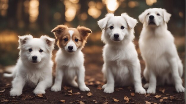 Un grupo hiperrealista de lindos perros.