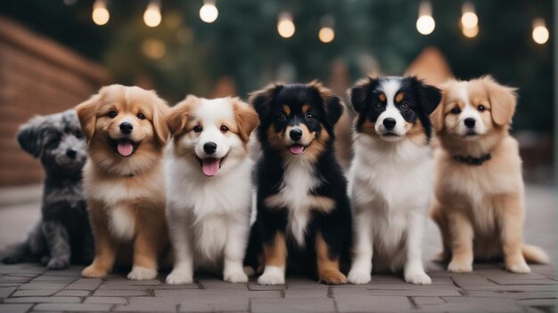 Un grupo hiperrealista de lindos perros.