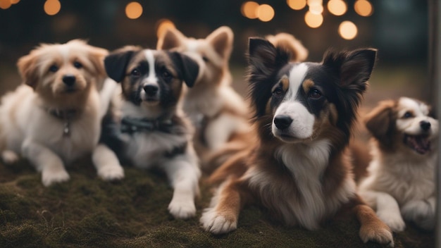 Un grupo hiperrealista de lindos perros.