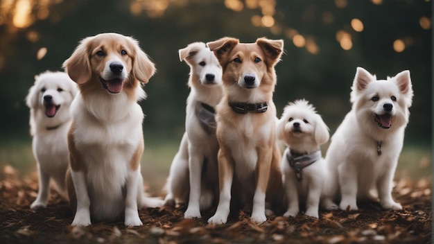 Un grupo hiperrealista de lindos perros.