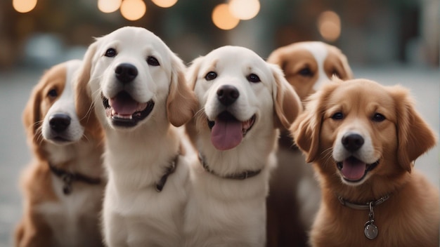 Foto un grupo hiperrealista de lindos perros.