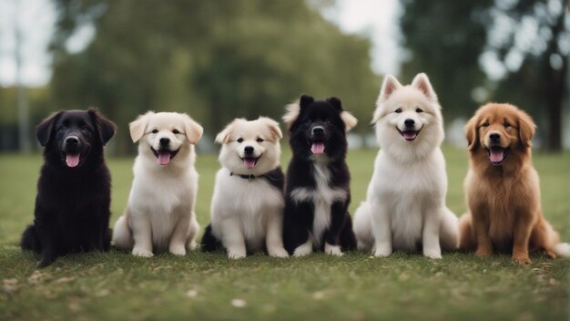 Un grupo hiperrealista de lindos perros.