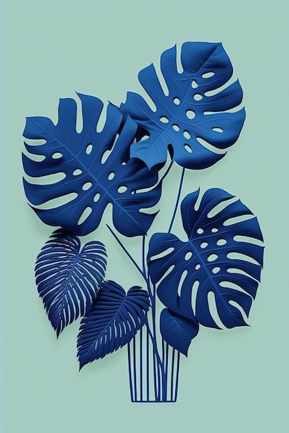 Foto un grupo de hojas azules.