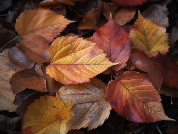 Un grupo de hojas de otoño ai generativo.