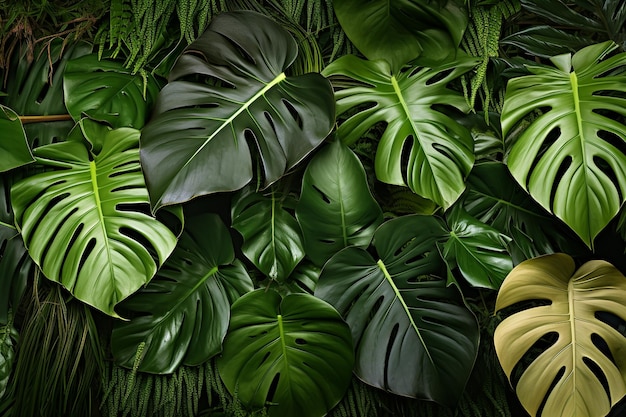 Grupo de hojas verdes tropicales