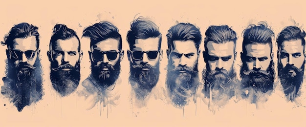 Grupo de hombres con cabello largo y barba