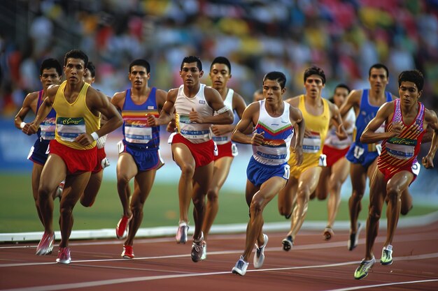 Un grupo de hombres corriendo por una pista