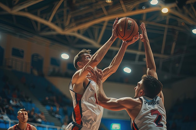 Un grupo de hombres jóvenes jugando un juego de baloncesto