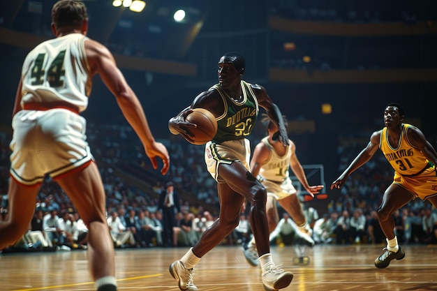 Un grupo de hombres jugando un juego de baloncesto