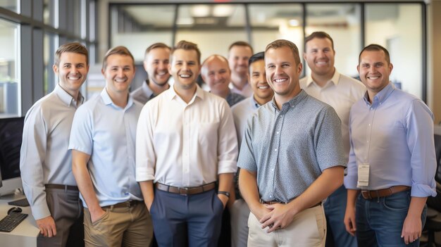 Foto un grupo de hombres de negocios exitosos de pie juntos y sonriendo a la cámara