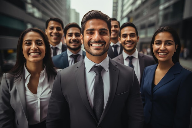 Grupo de hombres de negocios o personas corporativas indias de pie para una foto