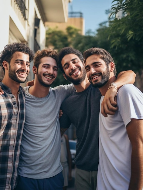 Foto un grupo de hombres de pie uno al lado del otro