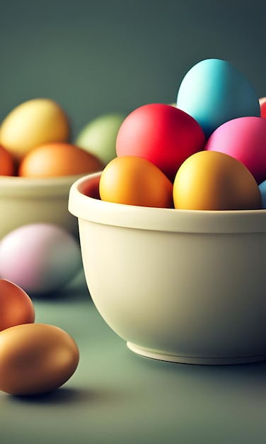 Grupo de huevos de Pascua de colores brillantes