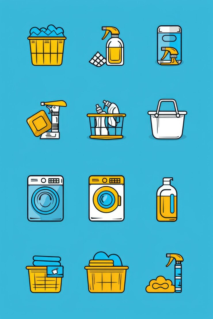 Foto un grupo de iconos coloridos en un fondo azul adecuado para su uso en ilustraciones, presentaciones o materiales de marketing