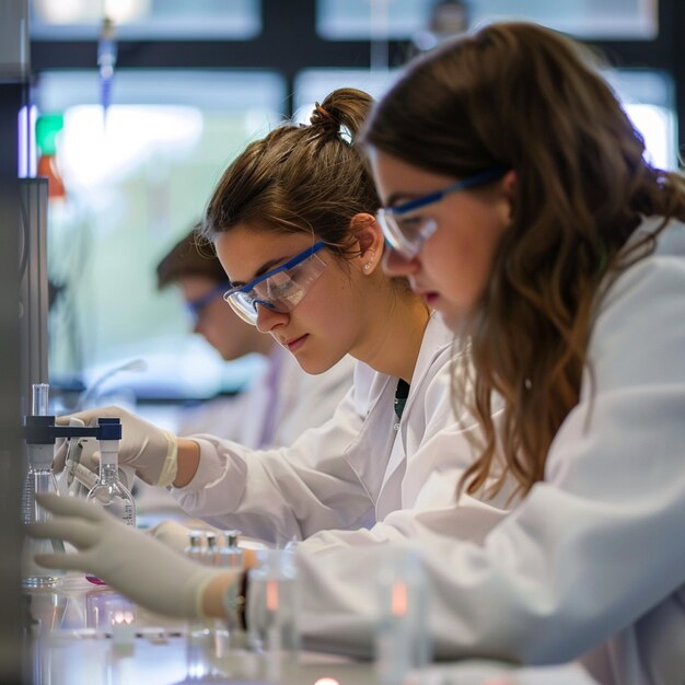 Grupo de ingenieros químicos trabajando en el laboratorio