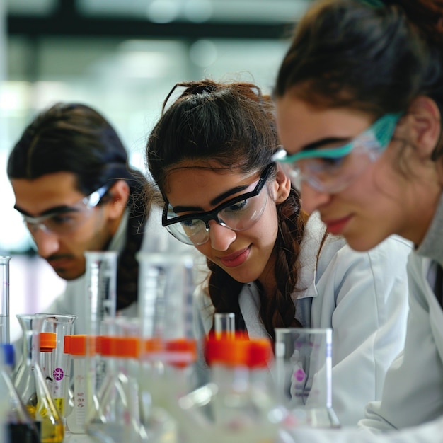 Grupo de ingenieros químicos trabajando en el laboratorio
