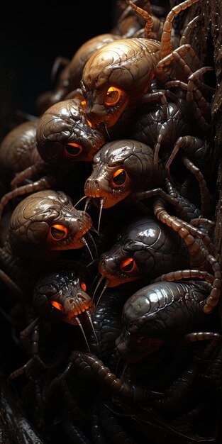 Foto un grupo de insectos muertos se muestran en una mesa