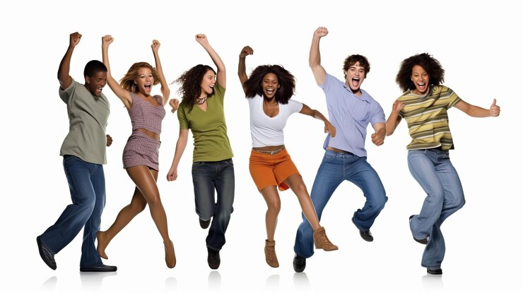 Foto grupo internacional de personas felices y sonrientes