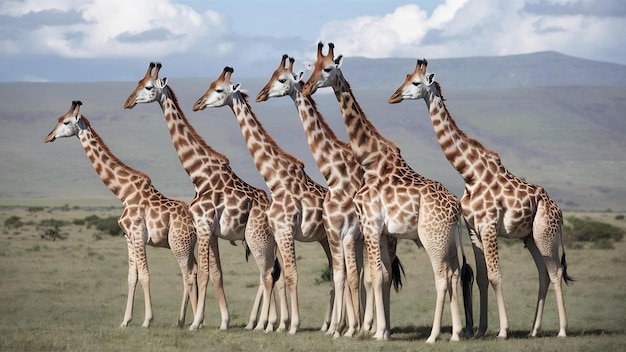 Foto grupo de jirafas tanzanias ngorongoro