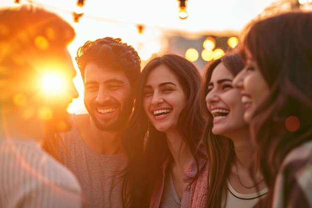 Foto un grupo de jóvenes parados uno al lado del otro