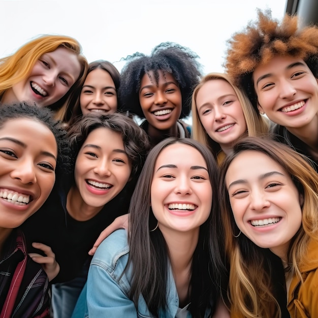 un grupo de jóvenes posando para una foto con uno que lleva una chaqueta amarilla