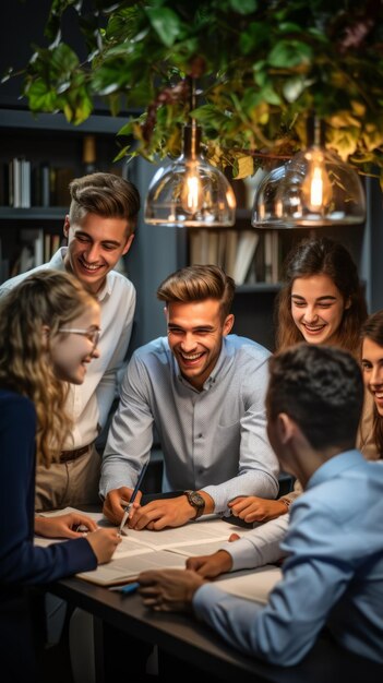 Un grupo de jóvenes profesionales trabajando juntos en un espacio de oficina moderno