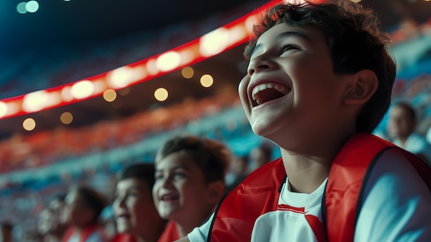 Un grupo de jóvenes sentados en un estadio