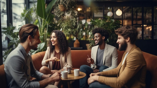 un grupo de jóvenes sentados en un sofá