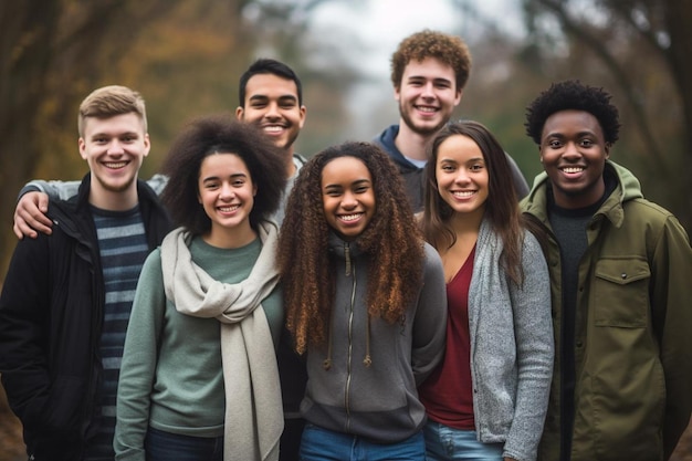 Un grupo de jóvenes sonríe y posa para una foto.